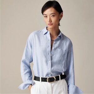 J Crew Top 0 Garçon Baird McNutt Irish Linen Blue